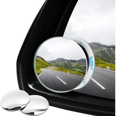 2Pcs Rotatif Voiture Angle Mort Miroir sans Cadre Rond 360°Rotate HD Verre Auto-adhésif Convexe Vue Arrière Voiture Côté Miroir Angle Mort Extérieur pour Véhicules, Moto, Camions et SUV (1/3)