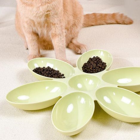Bol d'alimentation pour animaux de compagnie en forme de pétales de fleurs 6 grilles nourriture pour chat plats multifonctions et eau pour petits chats chatons (1/5)