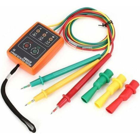 Testeur de rotation triphasé, indicateur numérique de phase, détecteur de phase avec buzzer LED, compteur de séquence de phase (1/4)