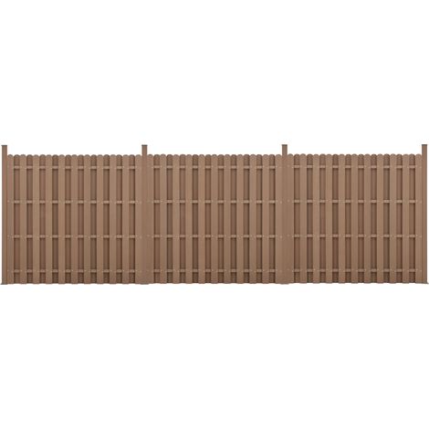 kit de 3 vallas de barrera de privacidad de madera compuesta (WPC) marrón 185 x 562 cm 030006605 (1/5)