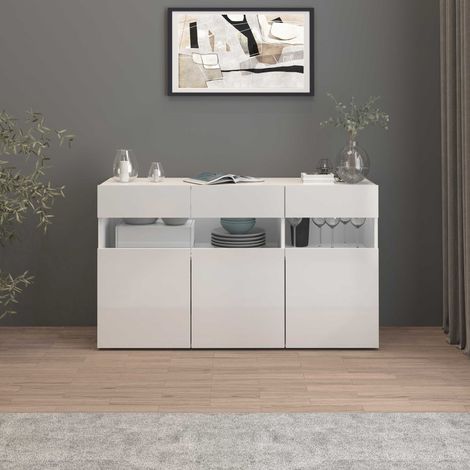 WHOUS Credenza Potenza con 3 ante bianco lucido 130x40x81 cm (1/5)