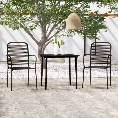 Ensemble Table et Chaise de Jardin  Salon de jardin 3 pcs Noir 45808 (1/5)