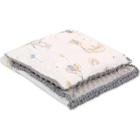 Conjunto: Manta de algodón de doble cara con minky y almohada - Globos 2 (1/2)