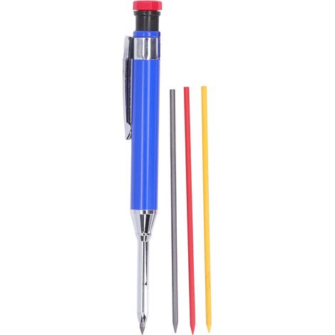 Set mit 12 Druckbleistiften für Zimmerleute, inklusive Minen, langer und tiefer Mine, Zimmermannsbleistift-Set für Holzarbeiten, blau (1/5)