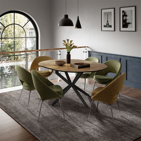 Table de salle à manger Loyd, noir/chêne rustique, 120x76.5cm extensible, Vicco