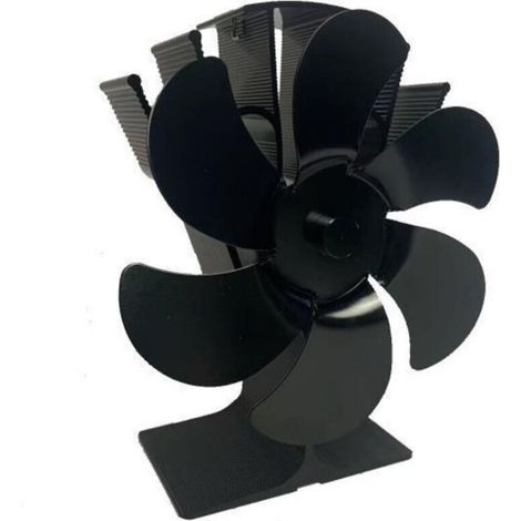 Automatic heating fireplace fan, 6 blades, black, high airflow, ideal for winter (1/5)
