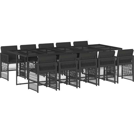 Maison Exclusive - Set da Pranzo da Giardino 11 pz con Cuscini in Polyrattan Nero