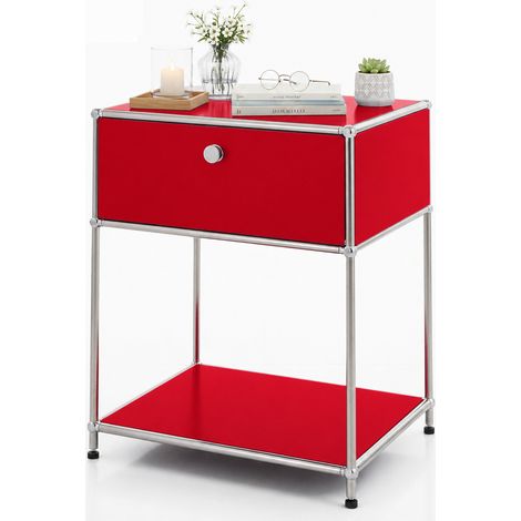 Metallregal Concept Epure MK-139 Beistell- & Aufbewahrungsregal mit Schublade & Ablagen Rot