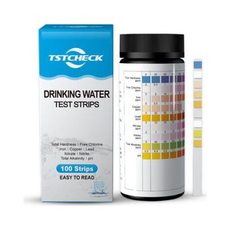 Bandelettes de test pour piscine et spa – Lot de 100 bandelettes, test pH, chlore, brome, dureté et plus encore, test précis 9 en 1 de l'eau de piscine (1/4)