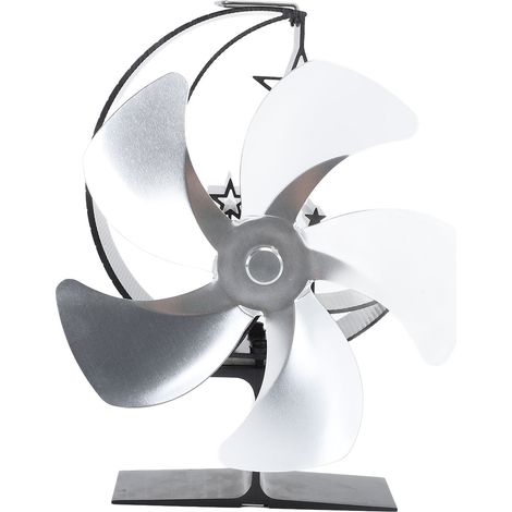 Ventilateur de Cheminée à 5 Pales Ultra-Silencieux, Économiseur d'Énergie pour Chauffage et Air, Idéal pour Pêche sur Glace et Camping, Argenté (1/5)