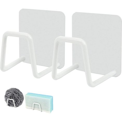 Lot de 2 Porte-éponges en Acier Inoxydable 304 - Blanc Auto-adhésif pour évier Cuisine Étanche Support Éponge Crochet éponge à Vaisselle Porte Éponges Blanc/2pcs'Blanc/2pcs'Blanc/2pcs'- (1/5)