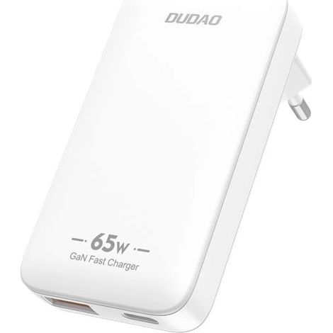 Ultradünnes GaN-Reiseladegerät, 65 W, USB-A, USB-C PD, EU/US – Weiß (1/5)