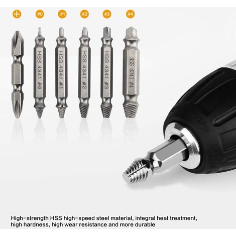 Estrattore per viti professionale: kit di 4 estrattori per viti danneggiate in acciaio HSS (estrattore per viti, cacciavite) (1/4)