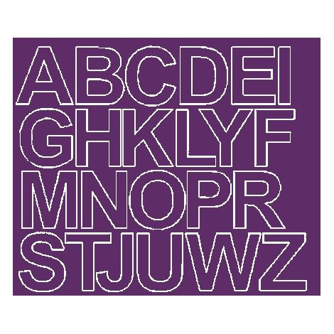Pegatinas autoadhesivas con letras de 4,5 cm, color morado brillante.