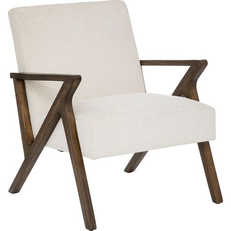 Atmosphera – Fauteuil relax ivoire Orac – Structure en bois d'hévéa – Dimensions L. 81,5 x P. 75 x H. 67,5 cm – Hauteur d'assise 46,5 cm (1/7)