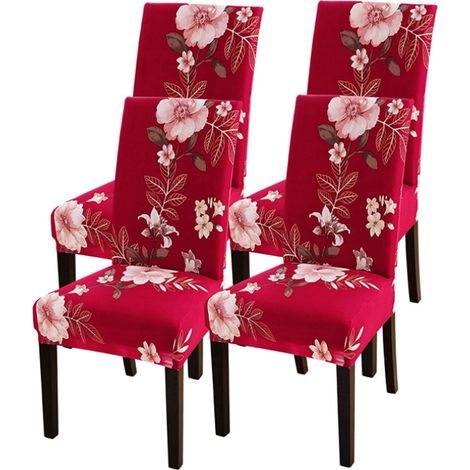 Lot de 4 housses élastiques pour chaises de salle à manger et tabourets de cuisine modernes et simples. (1/5)