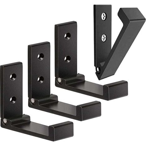 Lot de 4 Crochets Muraux Pliables-Crochets pour Manteaux Invisibles, Crochet Mural en Aluminium, Crochet de Suspension Mural en Alliage D'Aluminium Patères Pliables à 90 °-Noir (1/4)