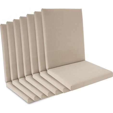 Lot de 7 coussins de chaise basse étanches 100x50x5,5cm Beige (1/5)