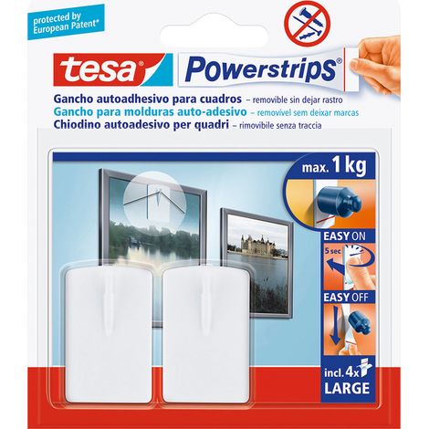 Gancho autoadhesivo cuadros Tesa Powerstrips 1 kg blanco