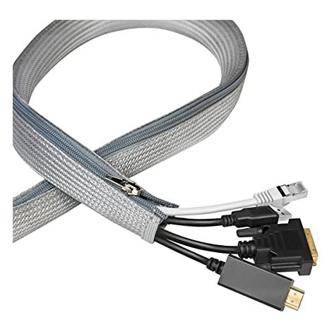 LOGILINK KAB0073 GAINE DE CÂBLE AVEC FERMETURE ÉCLAIR POUR PROTÉGER LES CÂBLES ET POUR UN ASPECT SOIGNÉ, Ø 35 MM, 1 M, GRIS