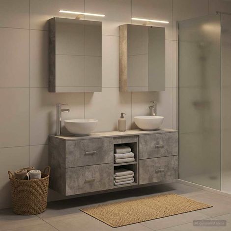vidaXL Juego de Muebles de Baño 5 uds. Gris Hormigón (1/5)