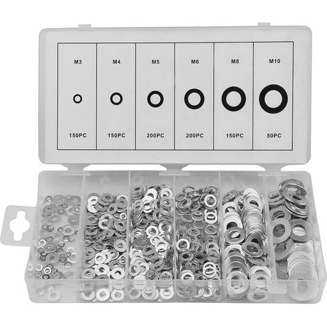 Kit de 900 rondelles plates en acier A3 (M3-M10) avec boîte (1/5)