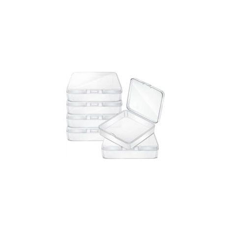 Cajas de almacenamiento de plástico transparente para guardar diversos objetos pequeños, juego de 6 (8,5 x 6 x 2,5 cm) - Crezuo