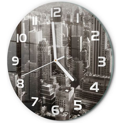 Horloge Murale Ronde Chambre Bureau Verre Silencieuse Design Moderne Élégant New York fi 30 cm (1/5)