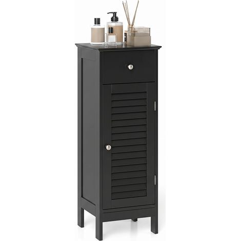 COSTWAY Mobile Bagno da Pavimento Salvaspazio (Nero) (1/5)