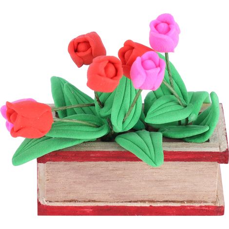 Tulipes miniatures pour maison de poupée. Finition exquise. Bords plus lisses. Couleurs vives. Sans matériaux toxiques. Mini tulipes de simulation. (1/5)