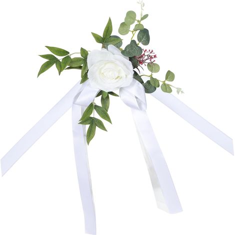 Dossier De Chaise Décoratif Fleurs Cérémonie Décoration Faux De Mariée Banc Bouquet Bureau Maison Centres De Table Accessoires Mariages Figurine Blanche Fleur Artificielle (1/5)