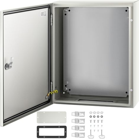 VEVOR Caja NEMA de Acero al Carbono 50 x 40 x 15 cm Caja de Gabinete Electrico NEMA 4X IP66 a Prueba de Agua y Polvo Caja de Conexiones Electricas para Interiores y Exteriores con Placa de Montaje