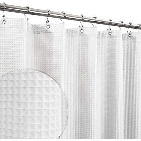 Tenda da doccia in cotone, tessitura a nido d'ape in rilievo, dolce e spa hotel, lavatrice, bianco, 72 x 72 cm (1/5)
