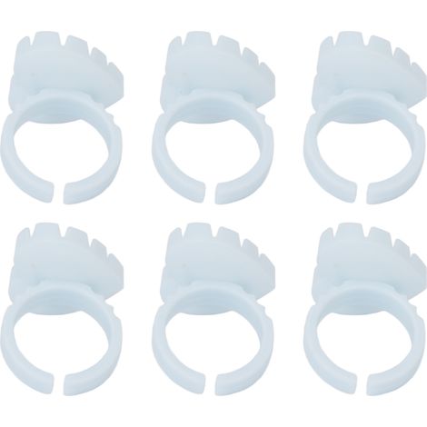 100 anneaux adhésifs en forme de cœur pour extensions de cils, jetables, fixation bleue pour prothèses de cils (1/5)