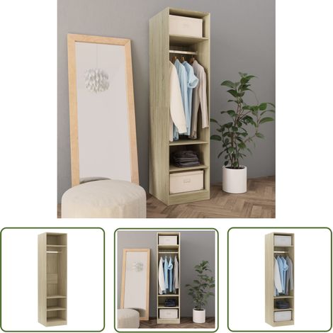 The Living Store Garde-robe Chêne sonoma 50x50x200 cm Bois d'ingénierie - Armoire - Meuble Rangement - Dressing - Placard - Commode (1/5)