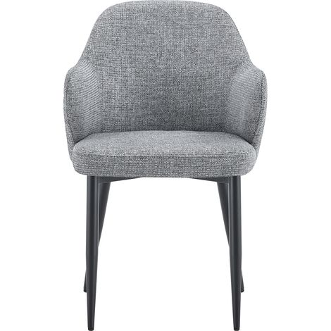 Set de 2 sillas de comedor tapizadas en gris con patas de metal negro, 83 cm de alto (1/5)