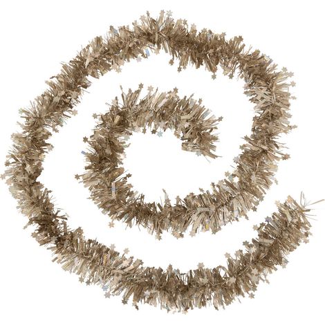 Guirlande de Noël large 10 cm avec étoiles Laser Beige nude Longueur 2 mètres - Feeric Christmas (1/2)