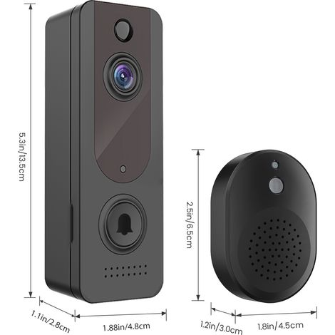 Sonnette vidéo caméra maison wifi interphone intelligent sonnette surveillance à distance reconnaissance humanoïde vision nocturne haute définition Sonnette vidéo/noir (batterie incluse, Ding Dong) (1/5)