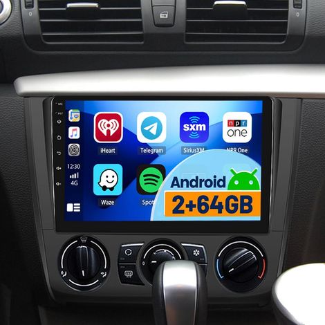 2+64G Android Autoradio Carplay pour 1 Series E81 E82 E87 E88 2008-2011, Écran Tactile de 9 Pouces Poste Radio Voiture avec Android Auto BT GPS EQ FM/RDS Caméra de Recul (1/5)