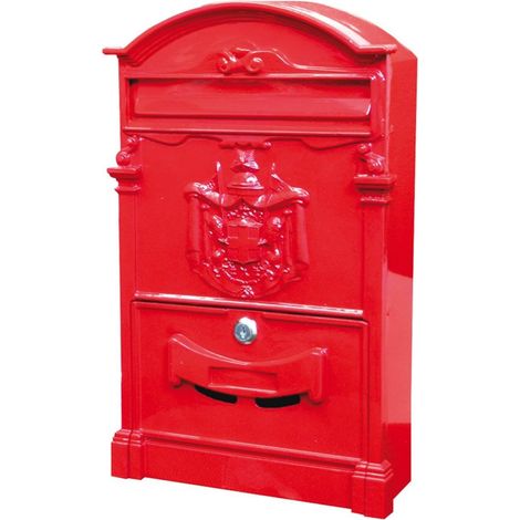 Trade Shop - Buzón Antiguo De Estilo Clásico En Aluminio Pintado -      Rojo