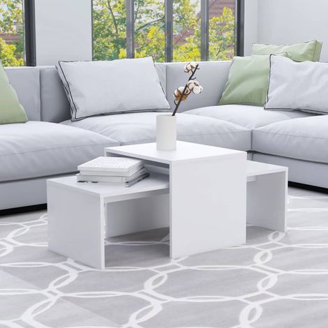 Set de mesas de centro madera contrachapada blanco 100x48x40 cm vidaXL