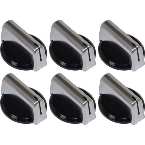 Baumatic Compatible Replacement Black Silver Oven Cooker Hob Control Knob Pack of 6 (1/3)