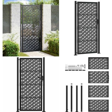 vidaXL Gartentor Schwarz 105x205 cm Stahl Kreuz-Design (1/5)