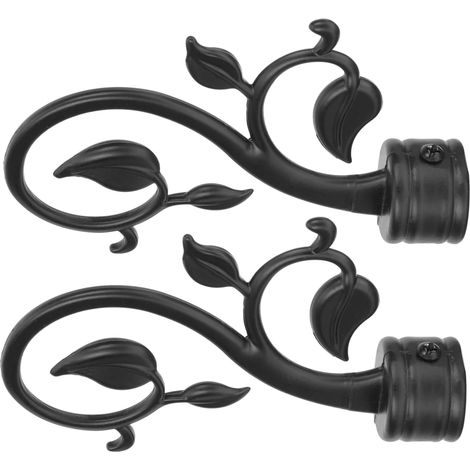 2 Embouts De Tringle À Rideaux Bouchons pour Tringle Fenêtre Accessoires Décoratifs en Métal Noir pour Rideau Passe Installation Simple pour Maison Et Bureau (1/5)