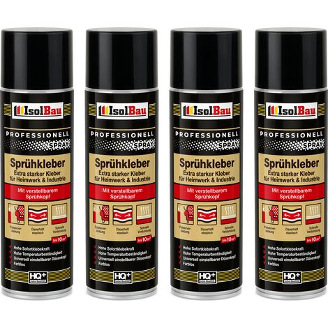 Colle en spray pour tissus d'ameublement IsolBau, 4 x 500 ml