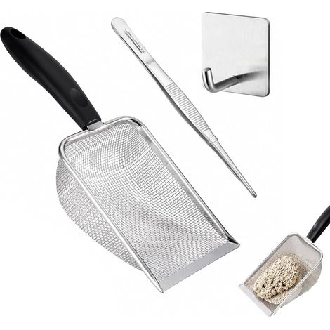 Cat Litter Scoop - Designed for Cleanliness for Small Animals and Reptiles, Durable Stainless Steel (1/5)