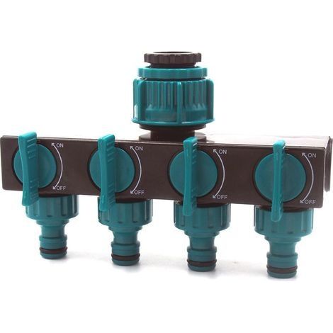 4 Voies Distributeur d'eau séparateur de Tuyau connecteur de Tuyau d'arrosage connecteur en Y séparateur d'eau du Robinet (1/4)