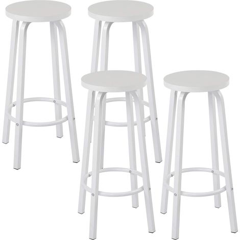 WOLTU 4X Taburete de Bar Muebles Cocina Silla de Comedor Taburete Alto para Salon Cocina Estructura de Metal Asiento de MDF Blanco (1/5)