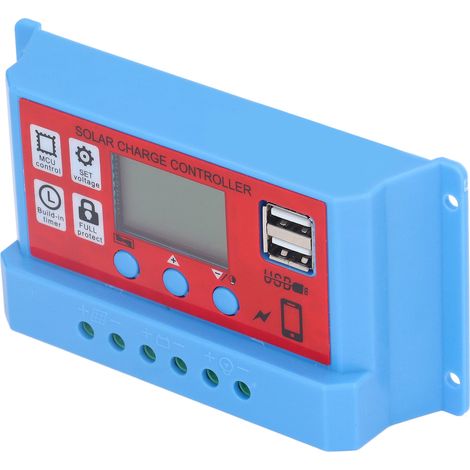 Régulateur de charge solaire PWM 20A 12V/24V avec écran LCD, chargeur photovoltaïque 3 étapes (1/5)