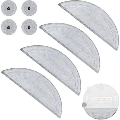 Set of 4 replacement mop pads for Roborock Saros 10 robot, reusable replacement accessories (4 wipes and 4 edge mops) (1/4)